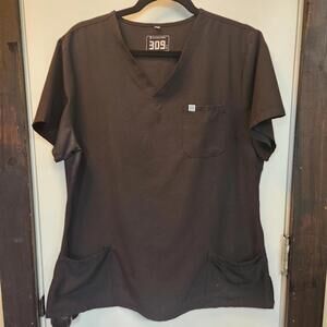 Uniforms World 309 Black Medical Scrub Top, Size Large